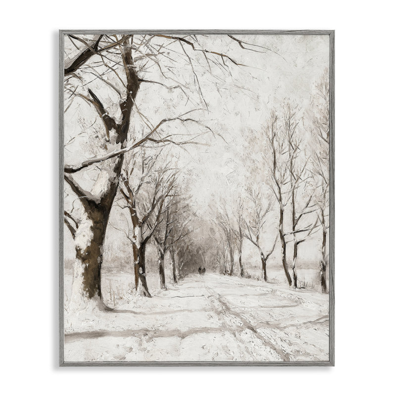 «Snowy Winter Lane», art de la giclée encadrée par lettré et doublé, Estampe numérique Farmhouse, H 14 po x l 11 po