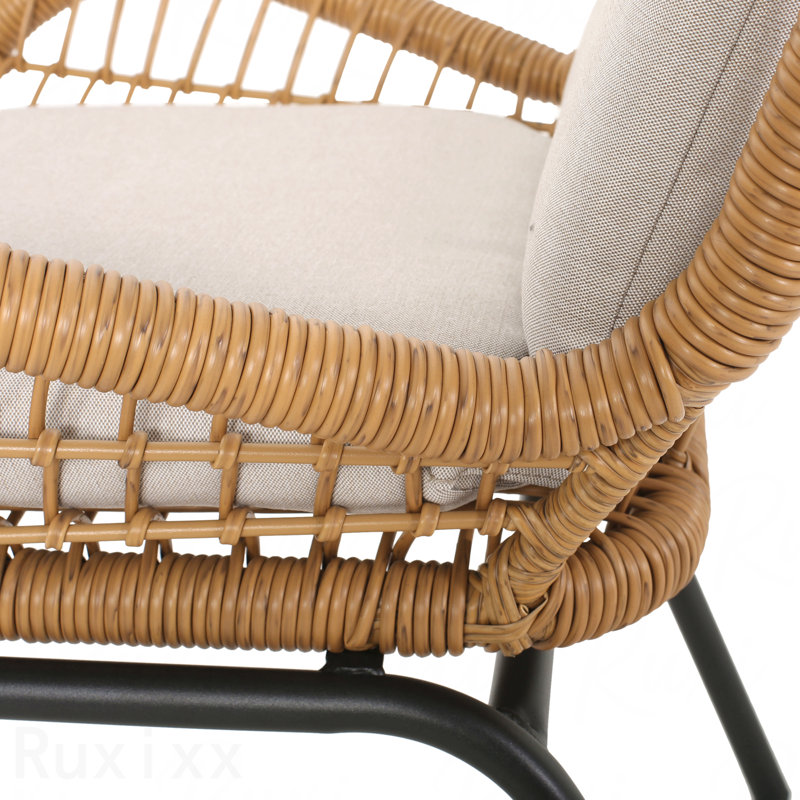 2-Piece Set Patio Chair Mccaskill With Cushions, Light Brown