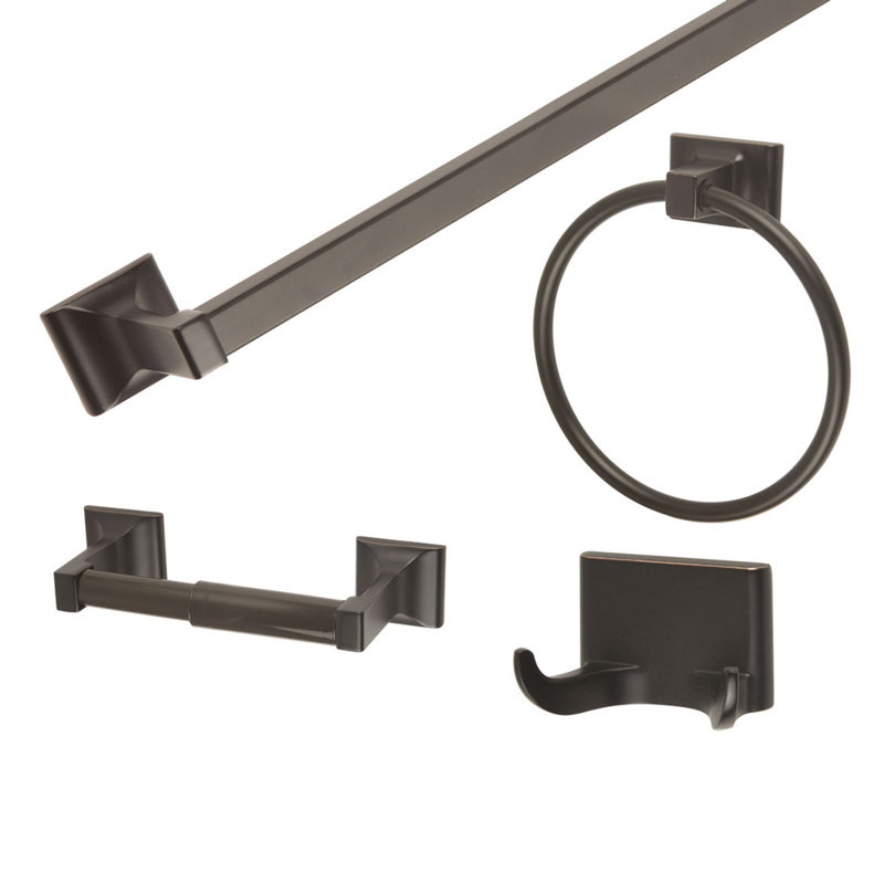 Ensemble de quincaillerie de salle de bain Lorinda, 4 pièces, Bronze huilé