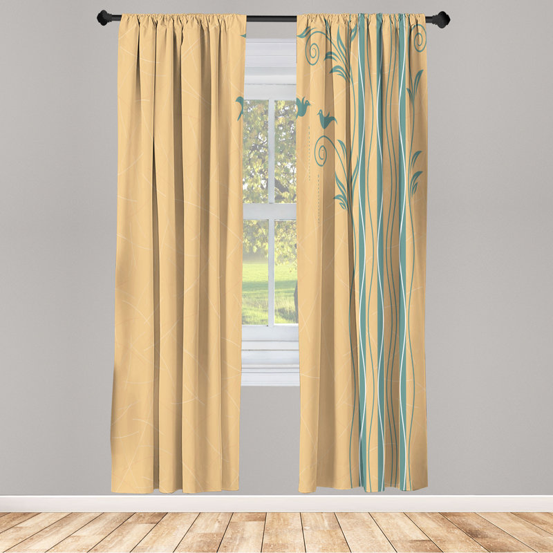  Nature Curtains, Abstract Wavy Swirl Tree Art, Pêche, L 56 po x L 63 po