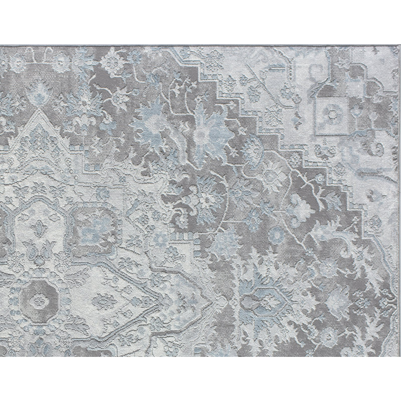 Elliana Vintage Arctic Blue Area Rug, Rectangle 5' x 7'