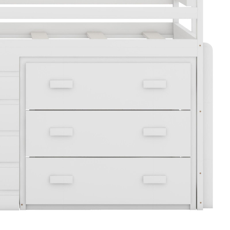 Lit mezzanine avec armoire et tablette, Blanc