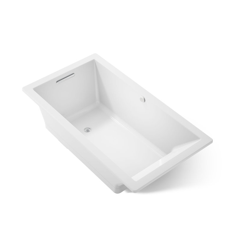 Underscore Rectangle 66'' x 36'' Drop In Whirlpool Acrylic Bathtub with Heater, White