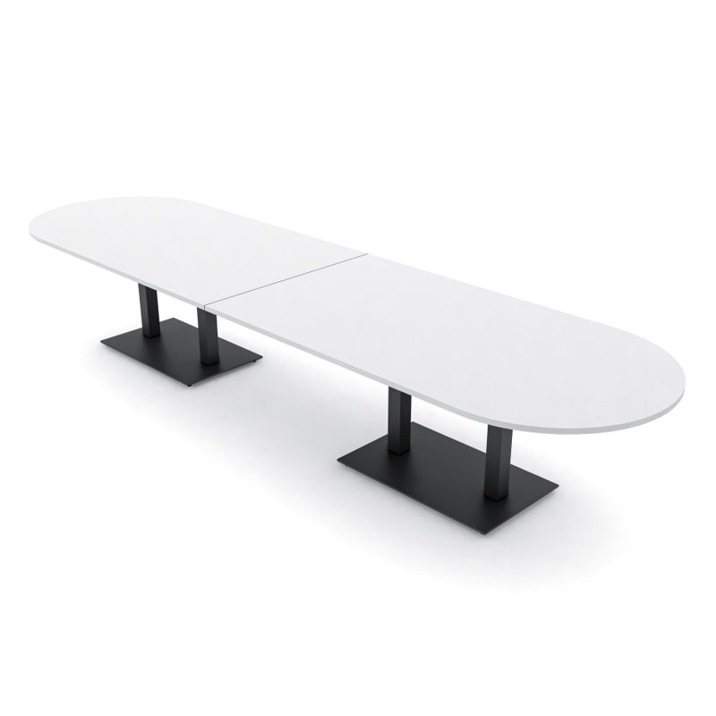 Table de conférence Racetrack, Noir mat, L 168 po x l 48 po, Blanc classique