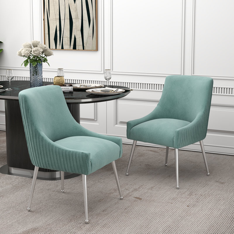 Baudel 19.7'' H Tufted Velvet Upholstered Side Chair, Mint Green