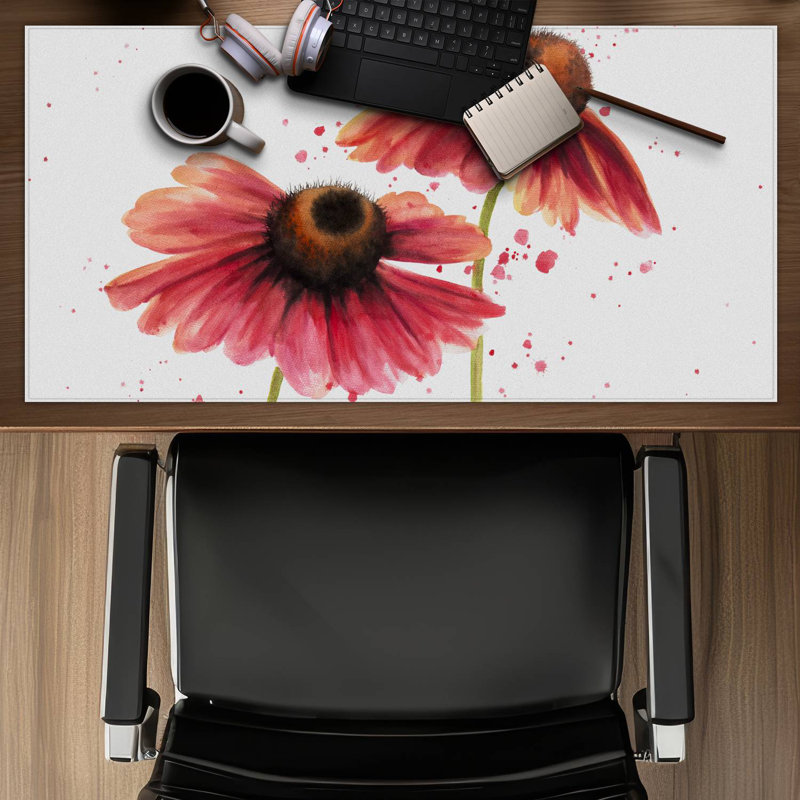 Two pink daisies - 15.75"x31.50" Desk mat