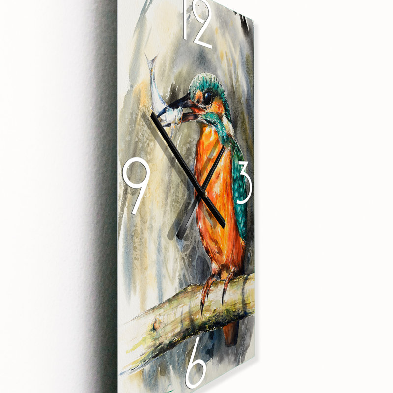 Martin-pêcheur d'Amérique mangeant un petit poisson - Horloge murale traditionnelle, Petit