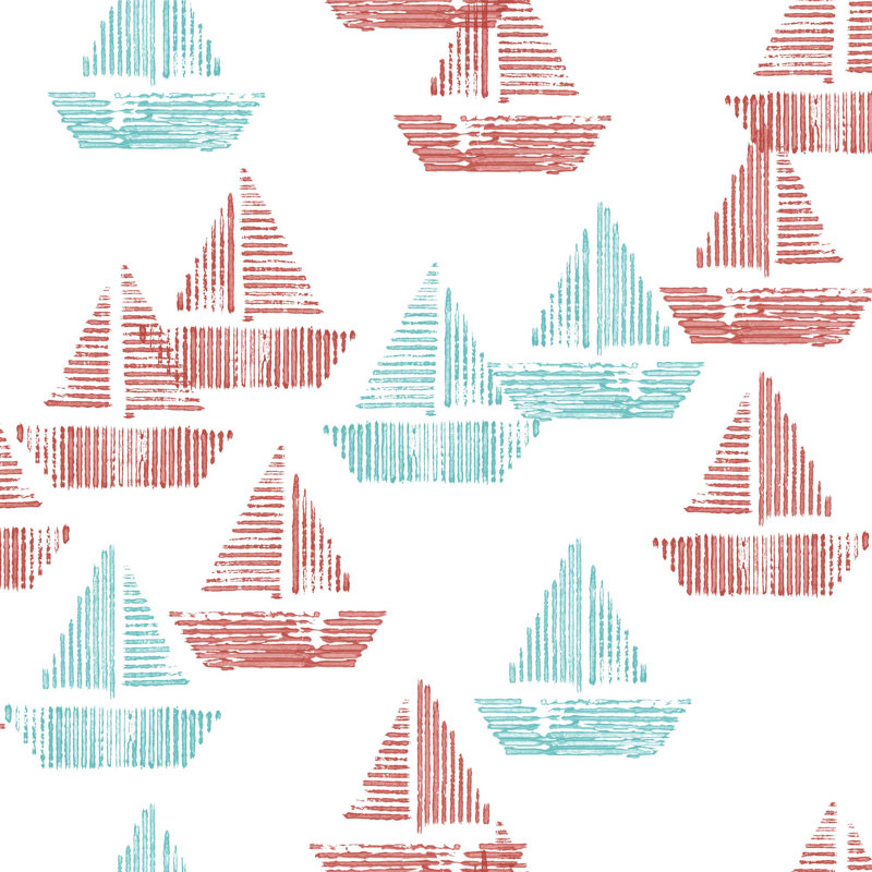 Rouleau de papier peint L 10 pi x l 24 po Clithoe, Turquoise / Rouge