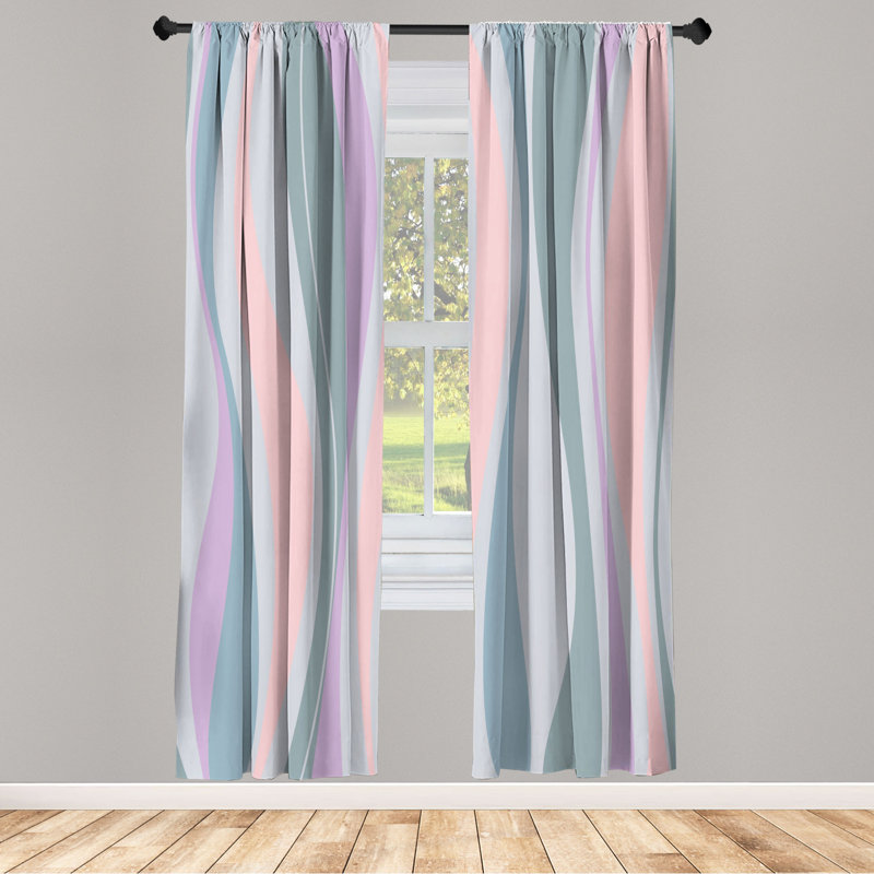 Microfiber Floral Semi-Sheer Rod Pocket Curtain Panels, 28" W x 95" L, Silver/Violet/Blue/Baby Pink/Silver