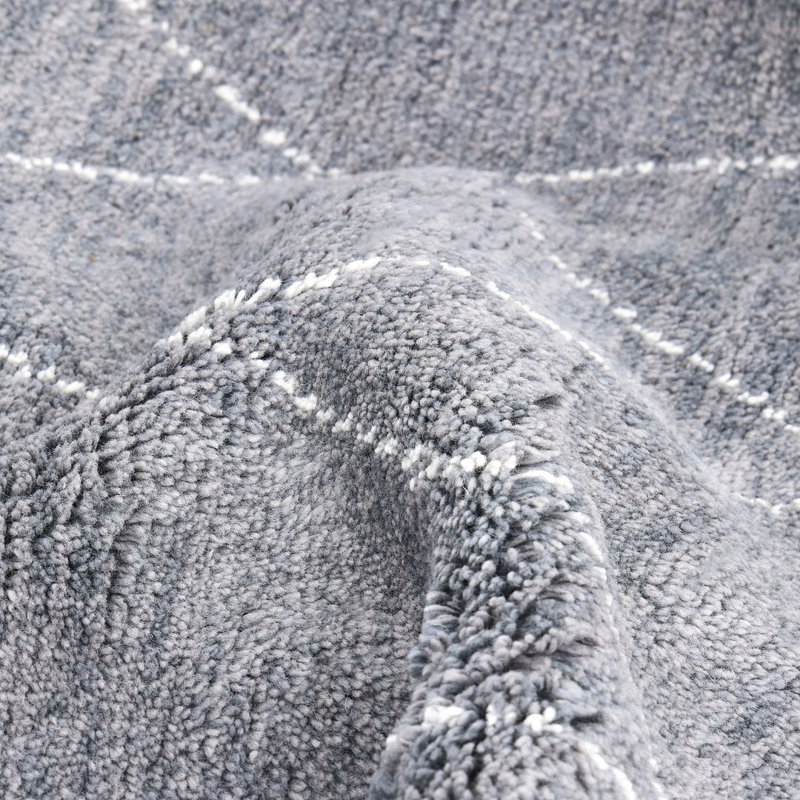 Shaggy Moroccan Style Hand Knotted Wool Are Rug, Rectangle 8' x 10', Gray