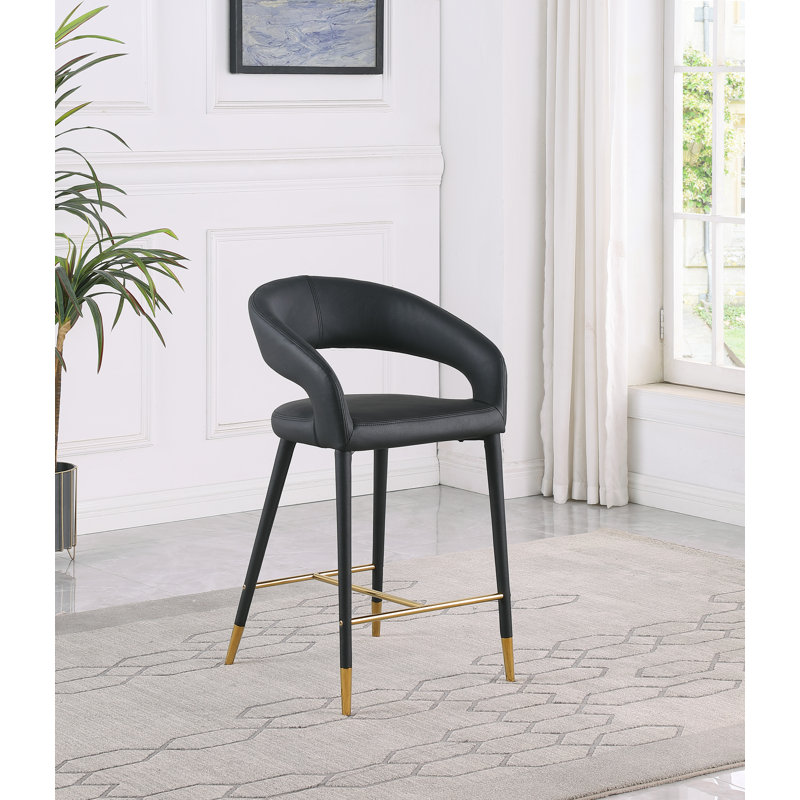 Tabouret de comptoir 26,5 po Destiny, Cuir végane, Noir