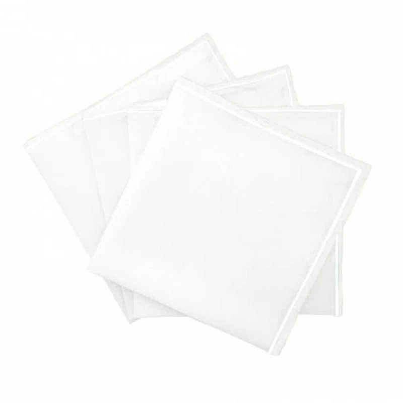 Single Embroidery Border Cotton Napkins (Set Of 4), 12" x 12", White
