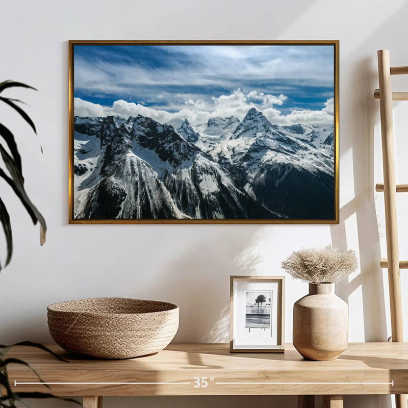 Snow Mountain Peaks, Cadre flottant doré, 25 po x 17 po