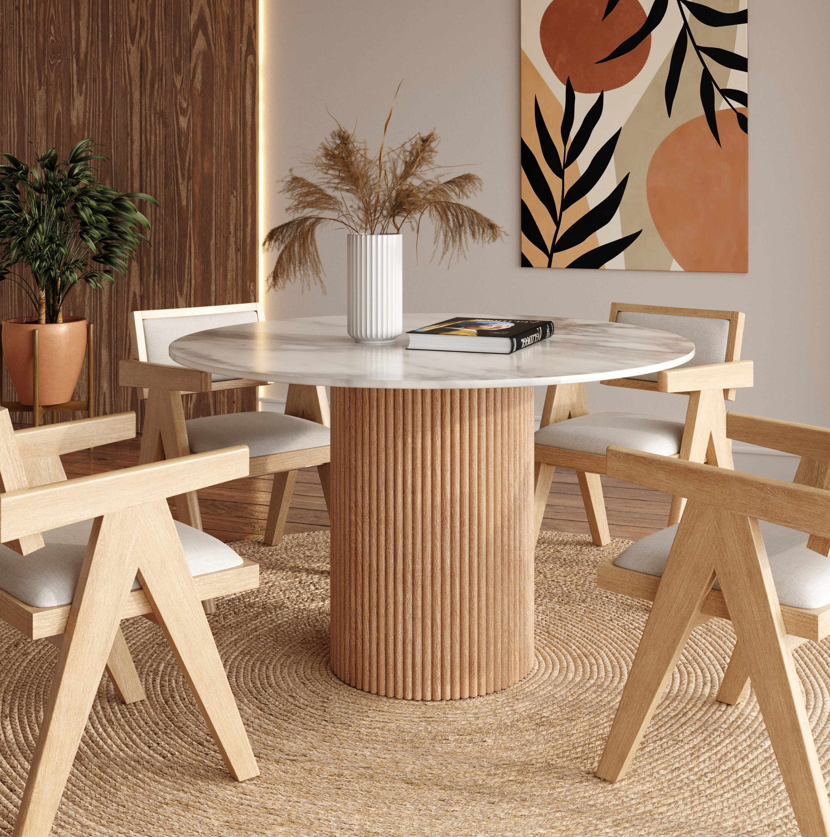 Joss Main Carmela Round Solid Wood Base Dining Table Wayfair Canada   Carmela Round Solid Wood Base Dining Table 