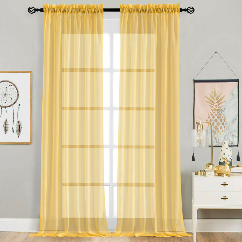 Rideaux transparents avec passe-tringle Dima, Doré, l 52 po x L 95 po