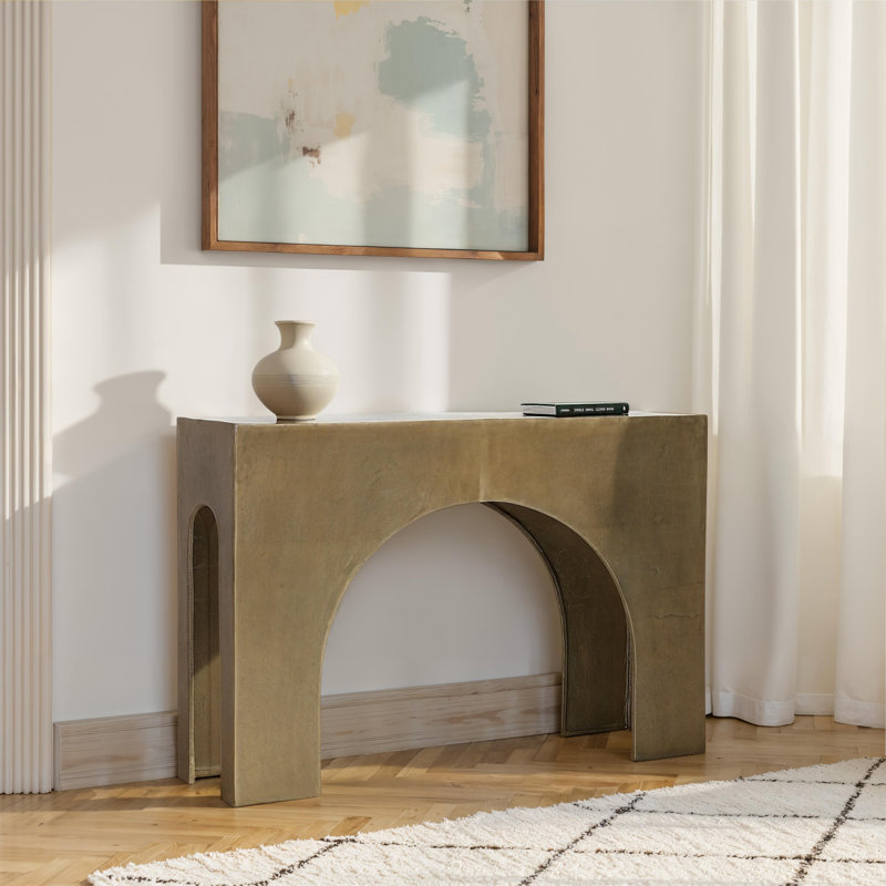 Morris 47" Wide Console Table, Antique Brass