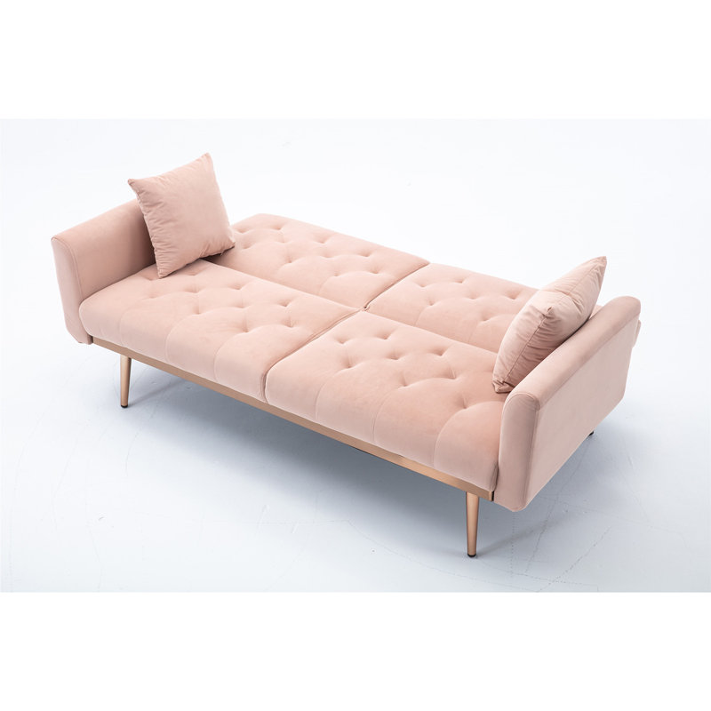 Canapé en velours à accoudoirs carrés de 68,1 po Barsha, Rose