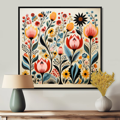Retro Vibrant Spring Flowers I - Wildflowers Wall Art Print