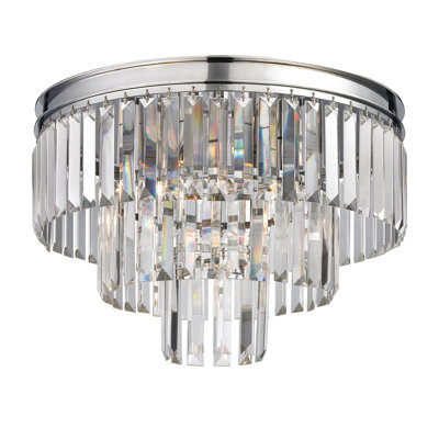 Plafonnier semi-encastré 3 lumières Palacial - largeur 19 po - Chrome poli