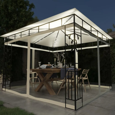 Caringorm Gazebo With Mosquito Net&LED String Lights 3X3x2.73
