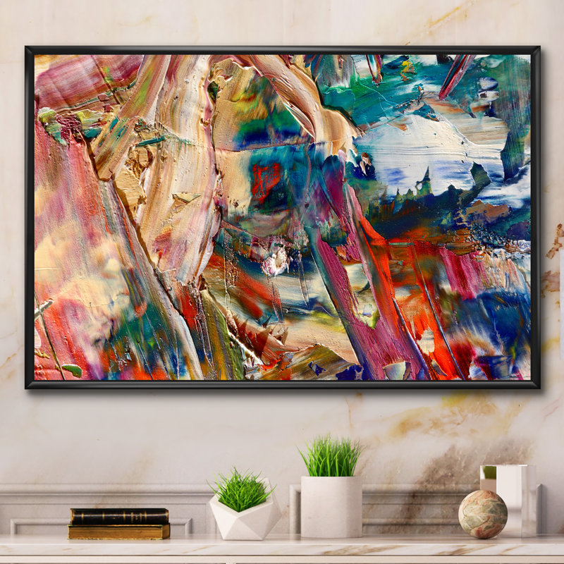 Art abstrait sur toile Colorfor, H 24 po x l 36 po x P 1 po, Cadre flottant noir