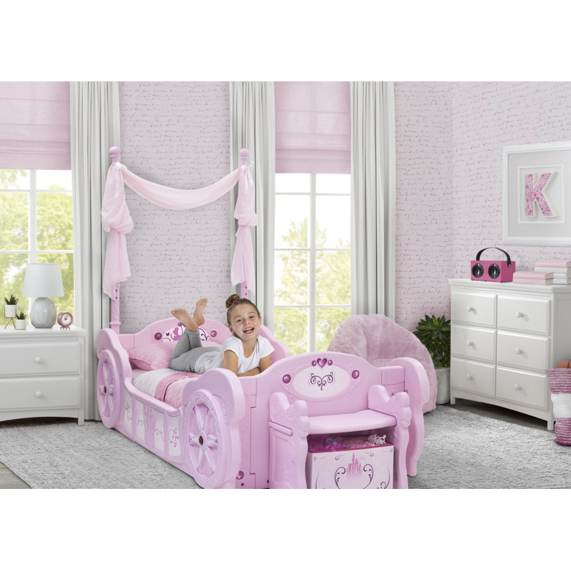 Disney Princess Pink Plastic Carriage Toddler-to-Twin Bed