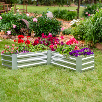 Onecimo L-Shaped Galvanized Steel Outdoor Raised Garden Bed - 47.25" x 47.25" x 12" - Silver