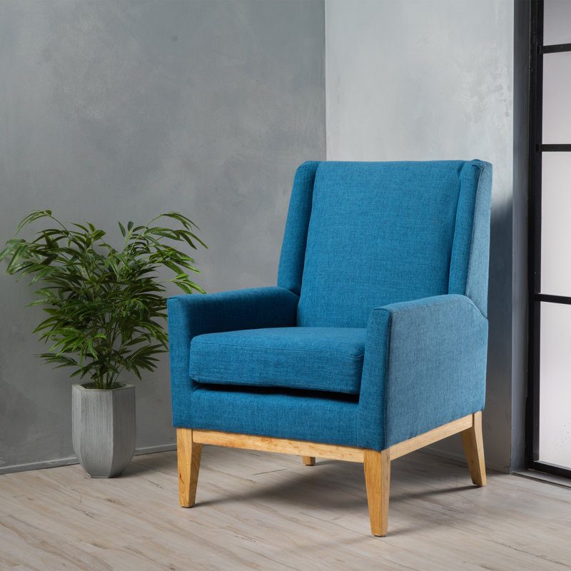 Fauteuil d'appoint moderne de style Mid-Century en polyester de 72,39 cm de largeur Samiya. Ses dimensions sont de P 27,5 po x l 28,5 po x H 36,5 po. Un assemblage sera requis.