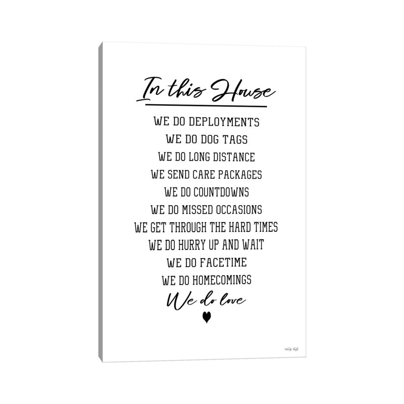 In This House Military Family - Print on Canvas, Wrapped Canvas, 45.72cm H x 20.32cm W x 1.91cm D