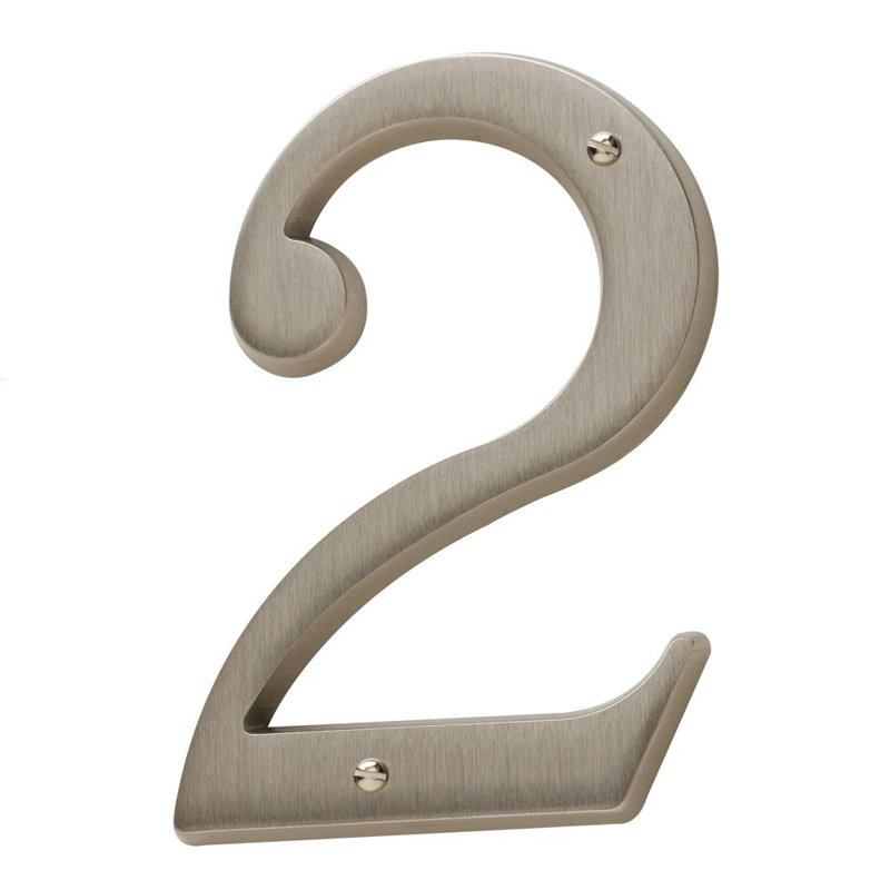 4.75" H Brass House Number, 2, Lifetime Brass