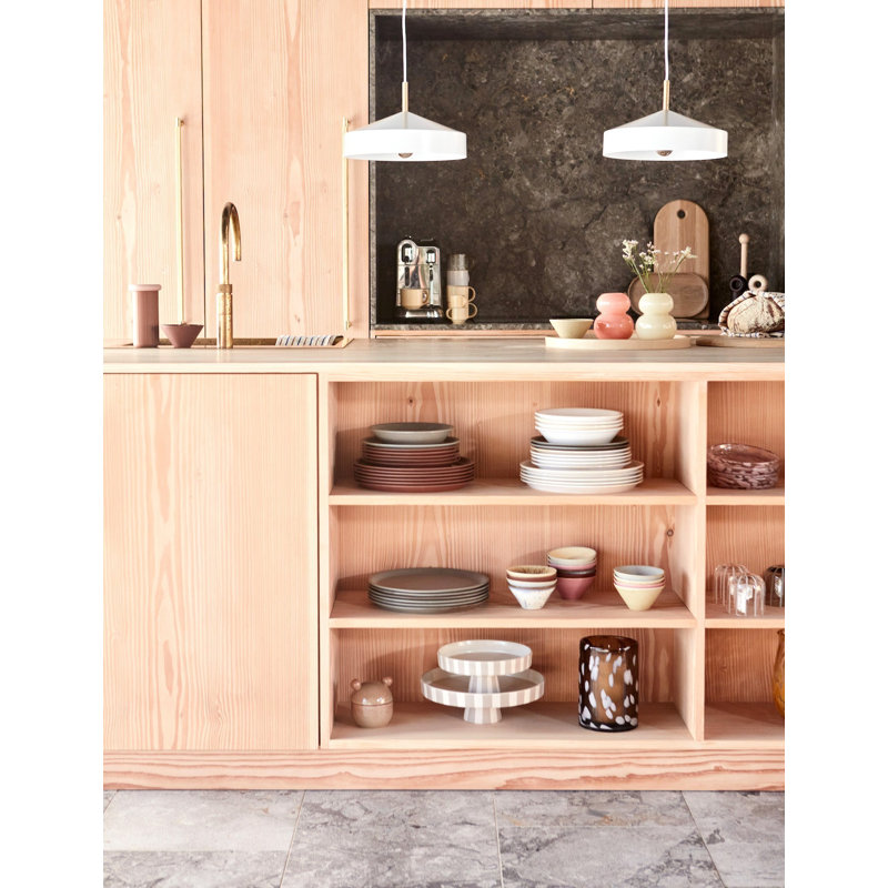 Yuka Handmade Stoneware Dessert Bowl, Pink/Yellow/Gray