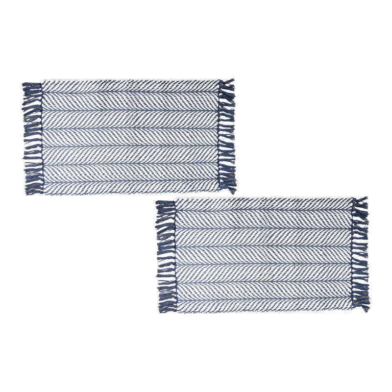 Tapis en fougère tissé à la main 30 po x 48 po gris - ensemble de 2, Grey, Rectangle 2'6" x 4'