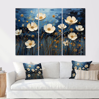 Midnight Indigo Buttercups - Buttercups Canvas Art Set