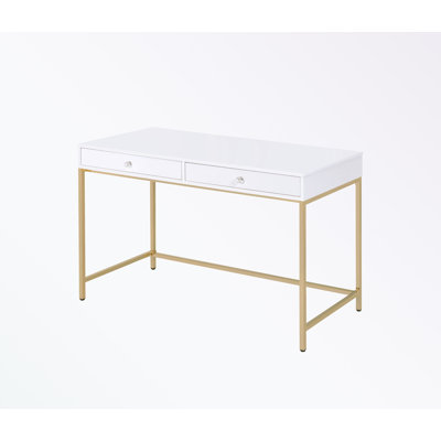 Makeup Desk With metal legs and two drawers