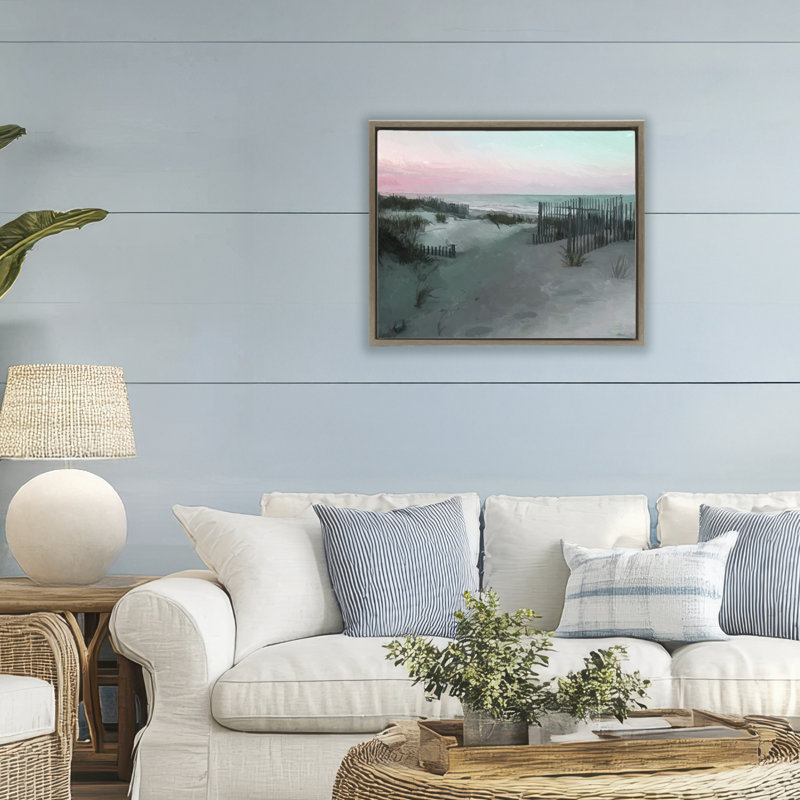 Cadre flottant Dunes Horizon At Sunset, design par Charles Swinford, H 17 po x l 21 po, Cadre flottant orme Montalcino