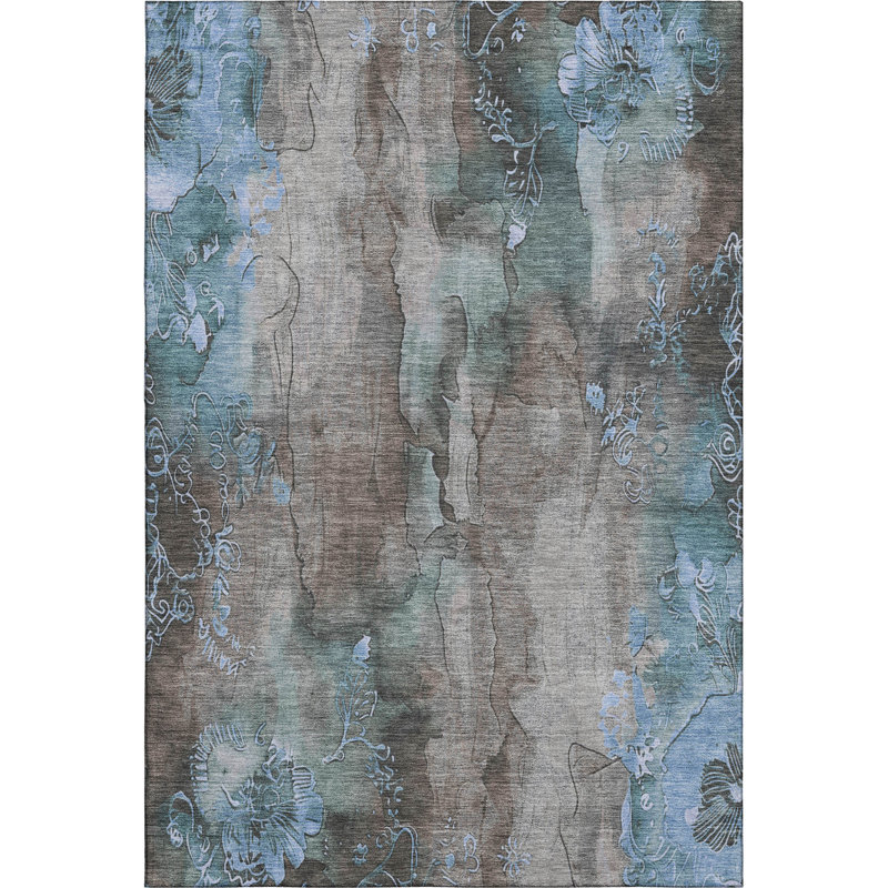 Premium Machine Washable Mayfield AMF1869 Floral Rug, Rectangle 9' x 12'