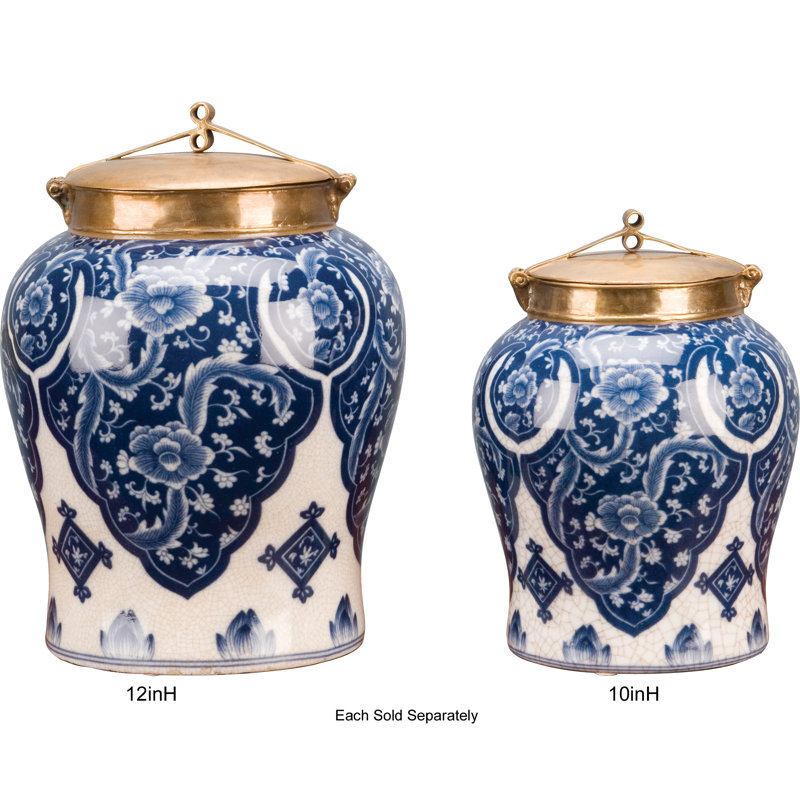 Qipao Handmade Jar, 12" H x 12" W x 12" D