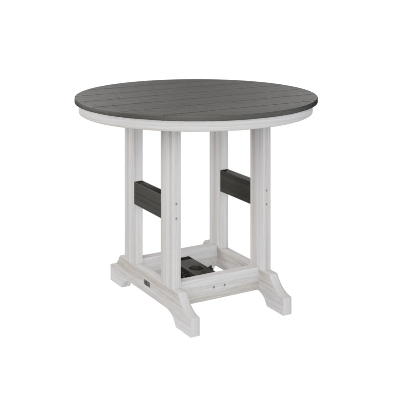 Garden Classic Outdoor Round Dining Table, Seashell, Coastal Gray