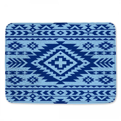 Blue Geometric Southwestern Bath Mat
