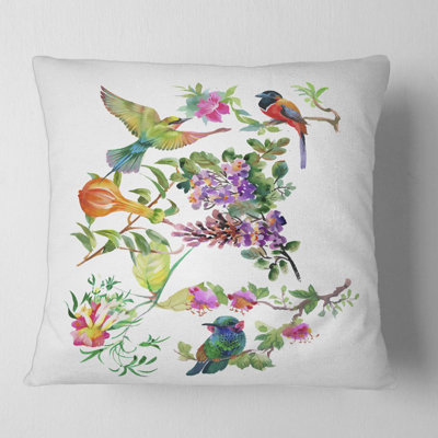 Housse et insert de coussin carré Tropical Flowers and Birds II