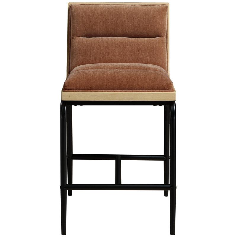 Tabouret de comptoir rembourré Viceroy, Tissu de polyester cognac