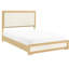 Contemporain, naturel et blanc, lit, tête de lit à panneau à DEL, papier 3D, bois d'ingénierie, mobilier de chambre à gratter, finition de sommier blanc, cadre de lit en bois, utilisation de teinture,-477665239