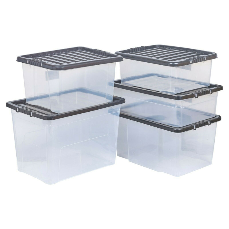 Symple Stuff Plastic Decorative Bin, Black, 32 Litre