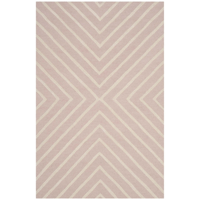 Clust Hand Tufted Wool Rug, Rectangle 3' x 5', Pink/Ivory