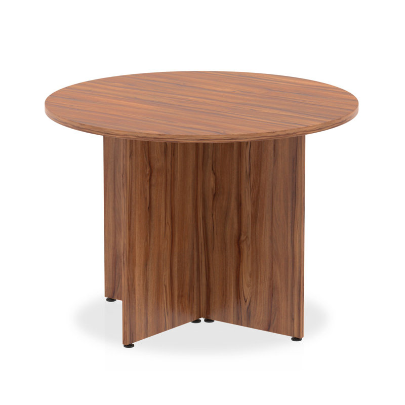 Kyvan Circle Conference Table, 73cm H x 100cm L x 100cm D, Walnut Brown