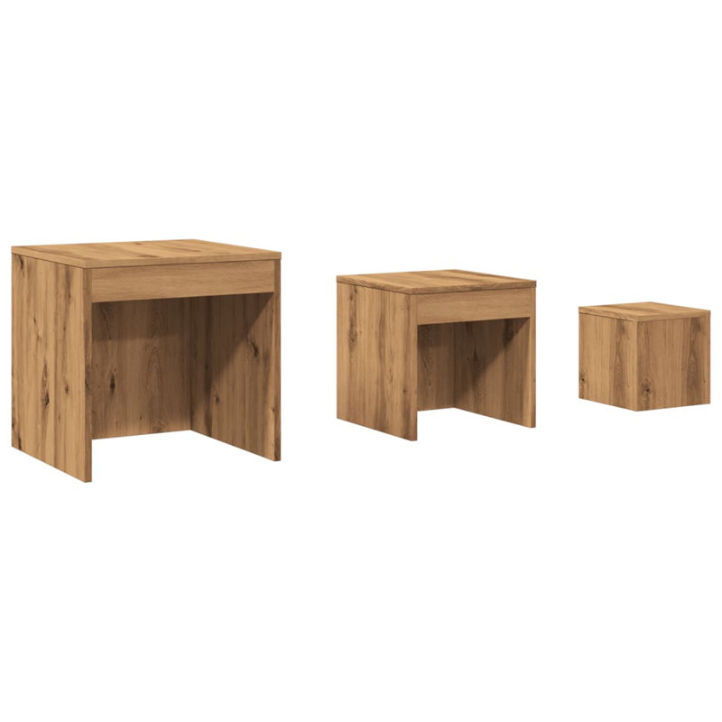 Gnesis Nesting Tables 3 pcs Engineered Wood, Artisan Oak, Artisan Oak