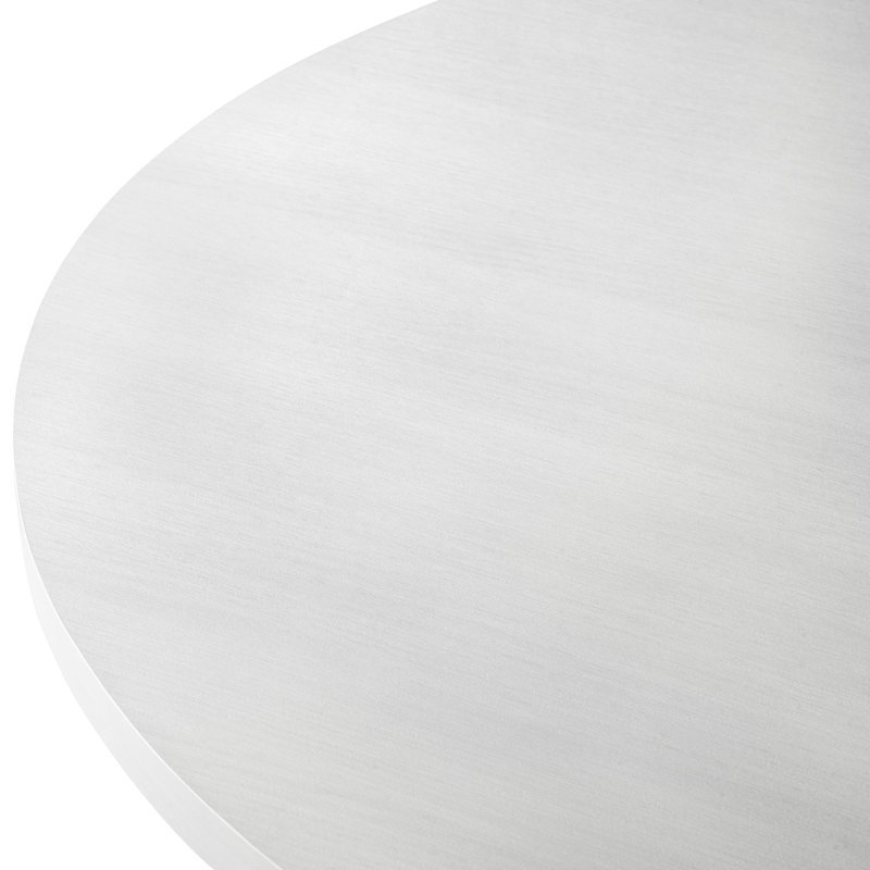 Edo 45'' Round White MDF Dining Table with Trestle Base