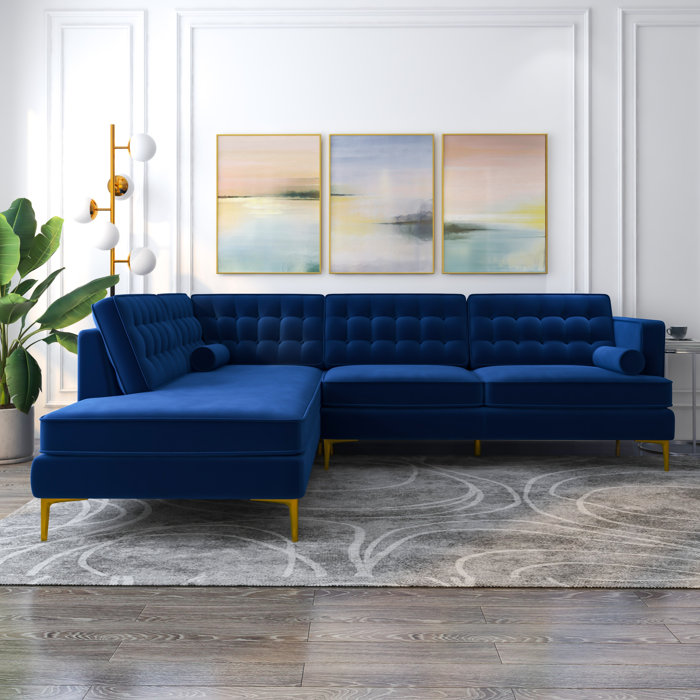 Willa Arlo Interiors Noam 2 - Piece Velvet Sectional & Reviews | Wayfair