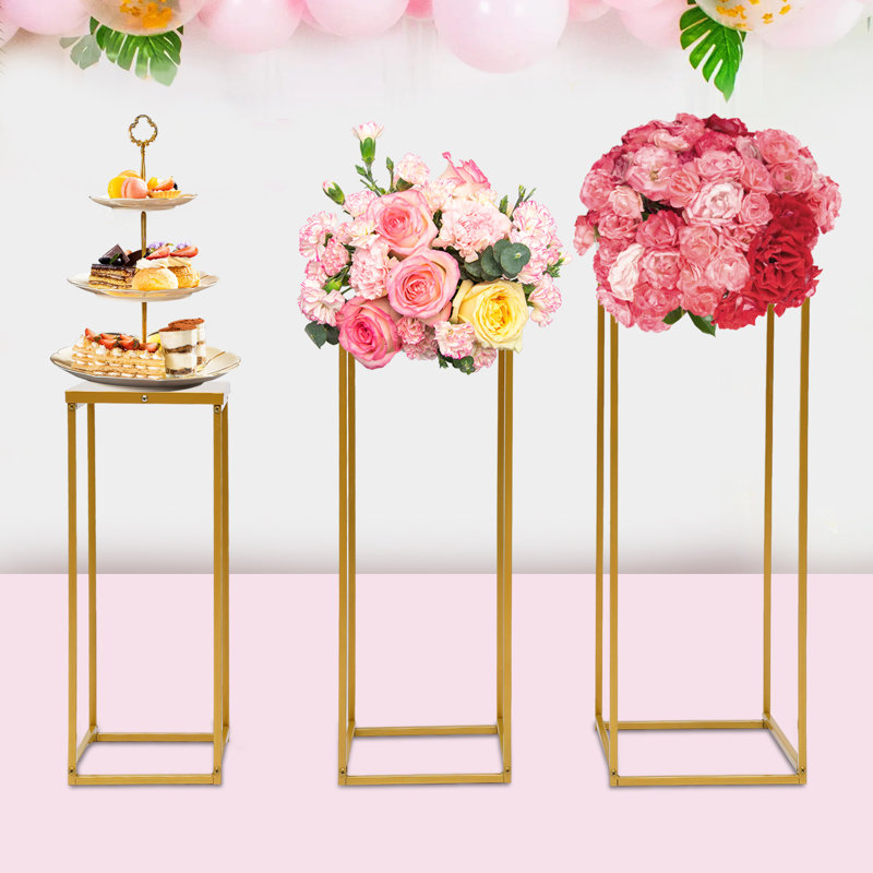Ensemble de 3 plantes en métal, fleurs de mariage en métal, Doré