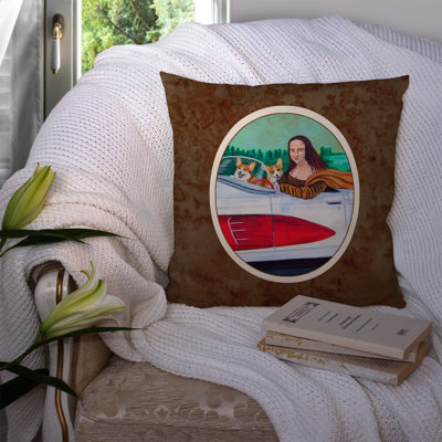  Housse et insert de coussin d'extérieur carré Mona Lisa avec Corgi